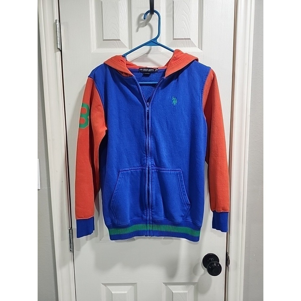Polo Ralph Lauren Color Block Hoodie Youth XL 14-16 Blue Orange Polo Horse #3